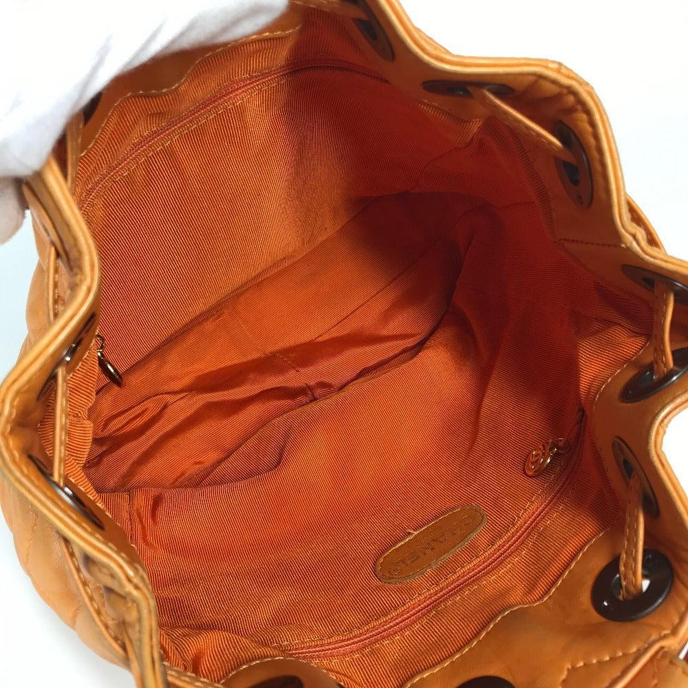 CHANEL Handbag leather Orange vintage CC COCO Mark Matelasse Quilting