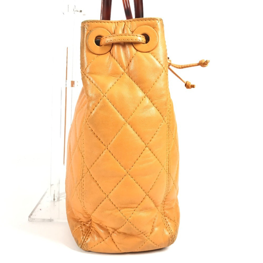 CHANEL Handbag leather Orange vintage CC COCO Mark Matelasse Quilting