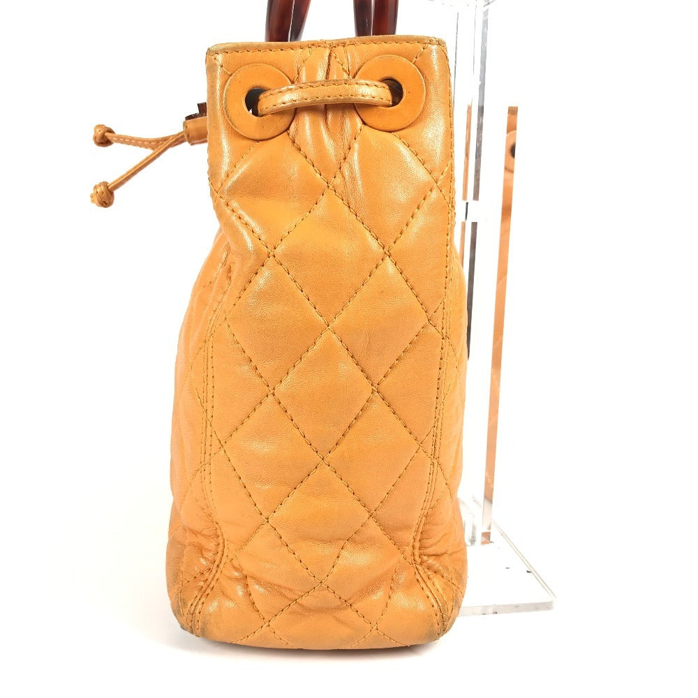 CHANEL Handbag leather Orange vintage CC COCO Mark Matelasse Quilting