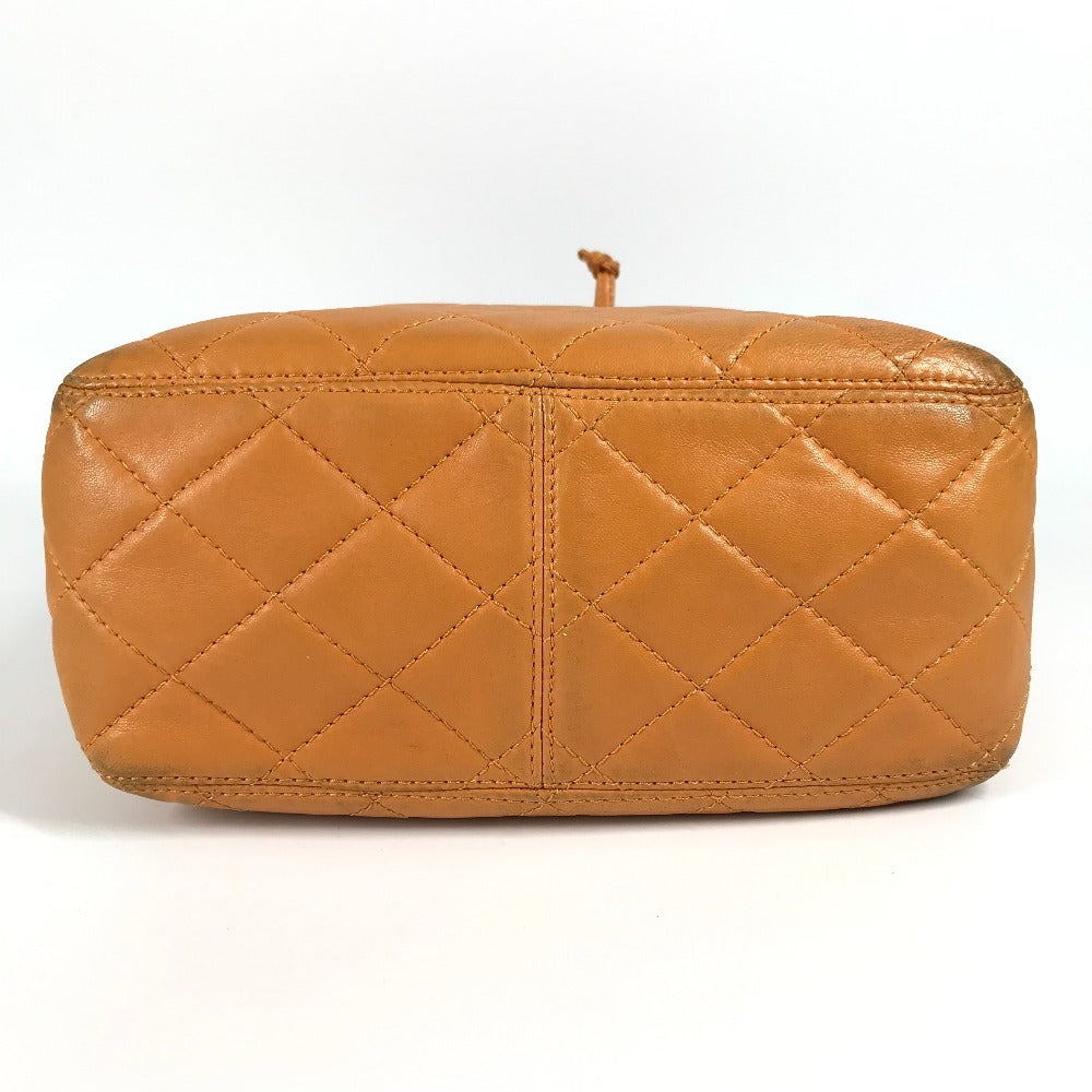 CHANEL Handbag leather Orange vintage CC COCO Mark Matelasse Quilting
