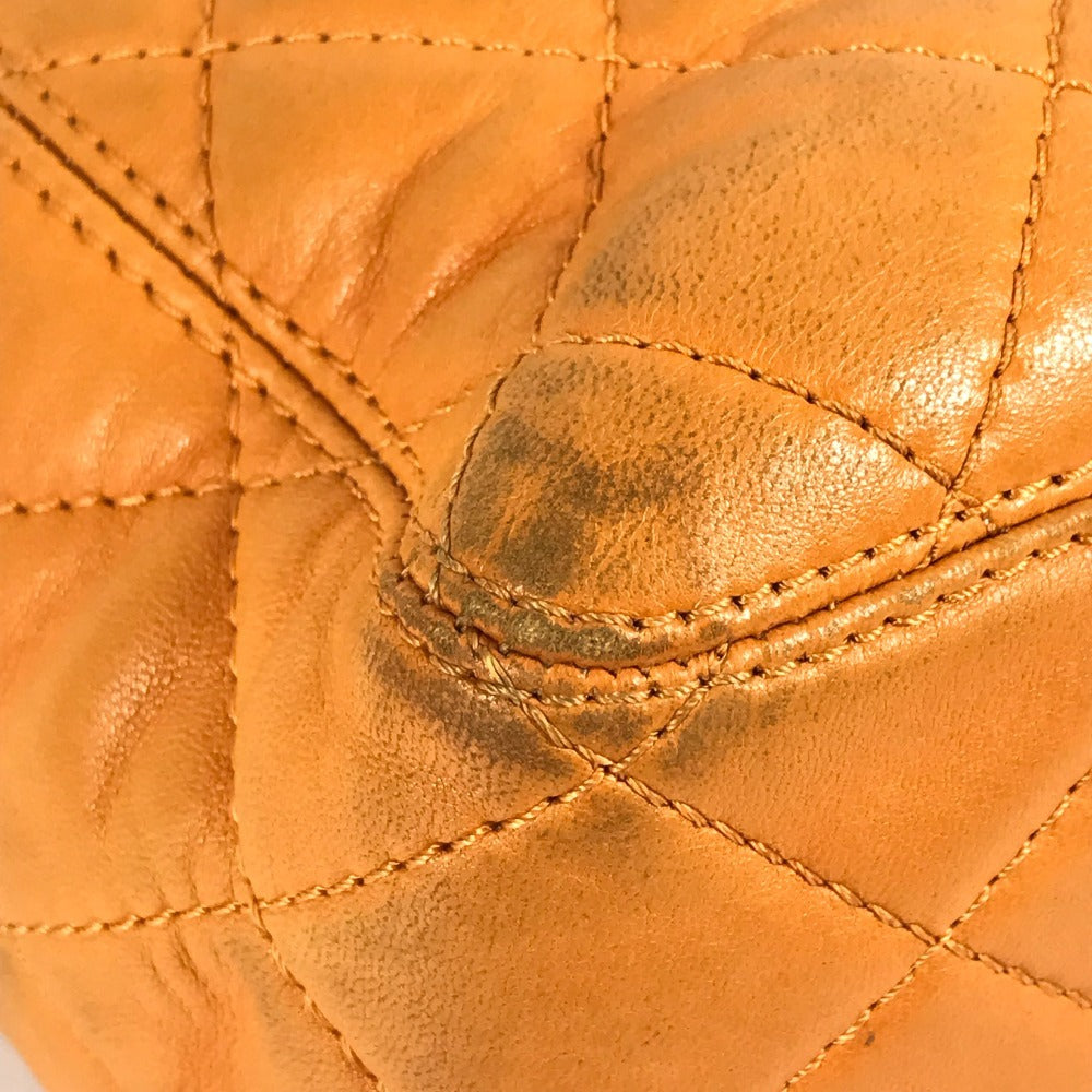 CHANEL Handbag leather Orange vintage CC COCO Mark Matelasse Quilting