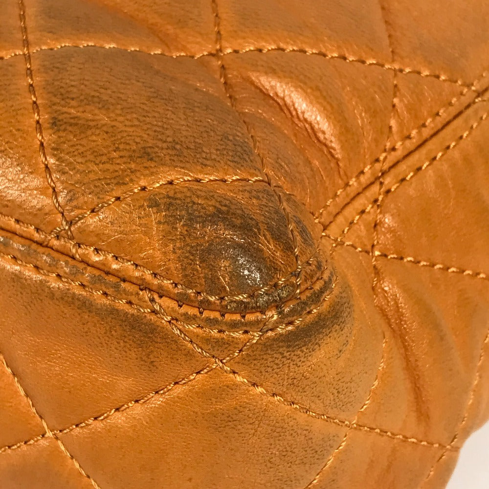 CHANEL Handbag leather Orange vintage CC COCO Mark Matelasse Quilting