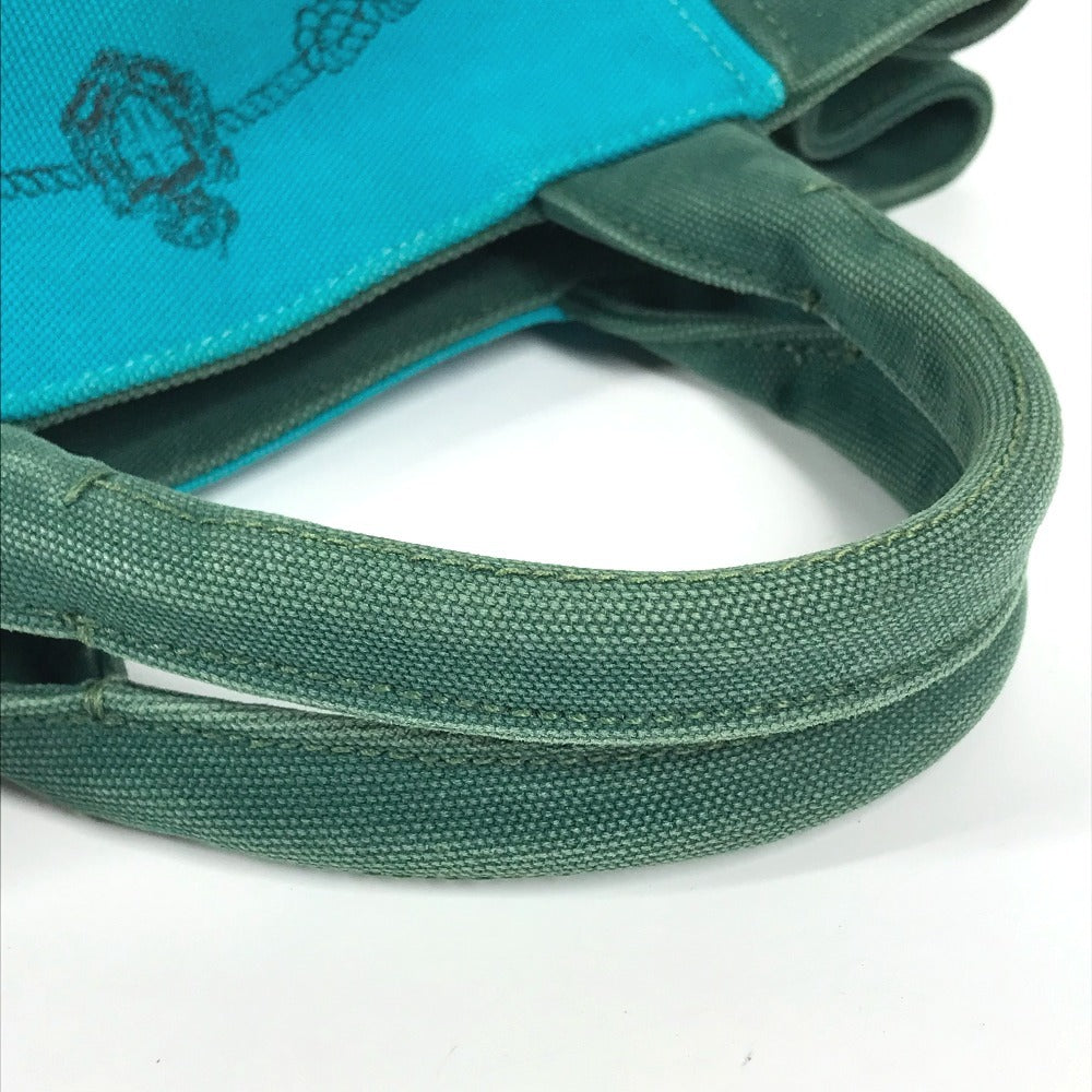 PRADA Handbag canvas green Canapa logo stripes