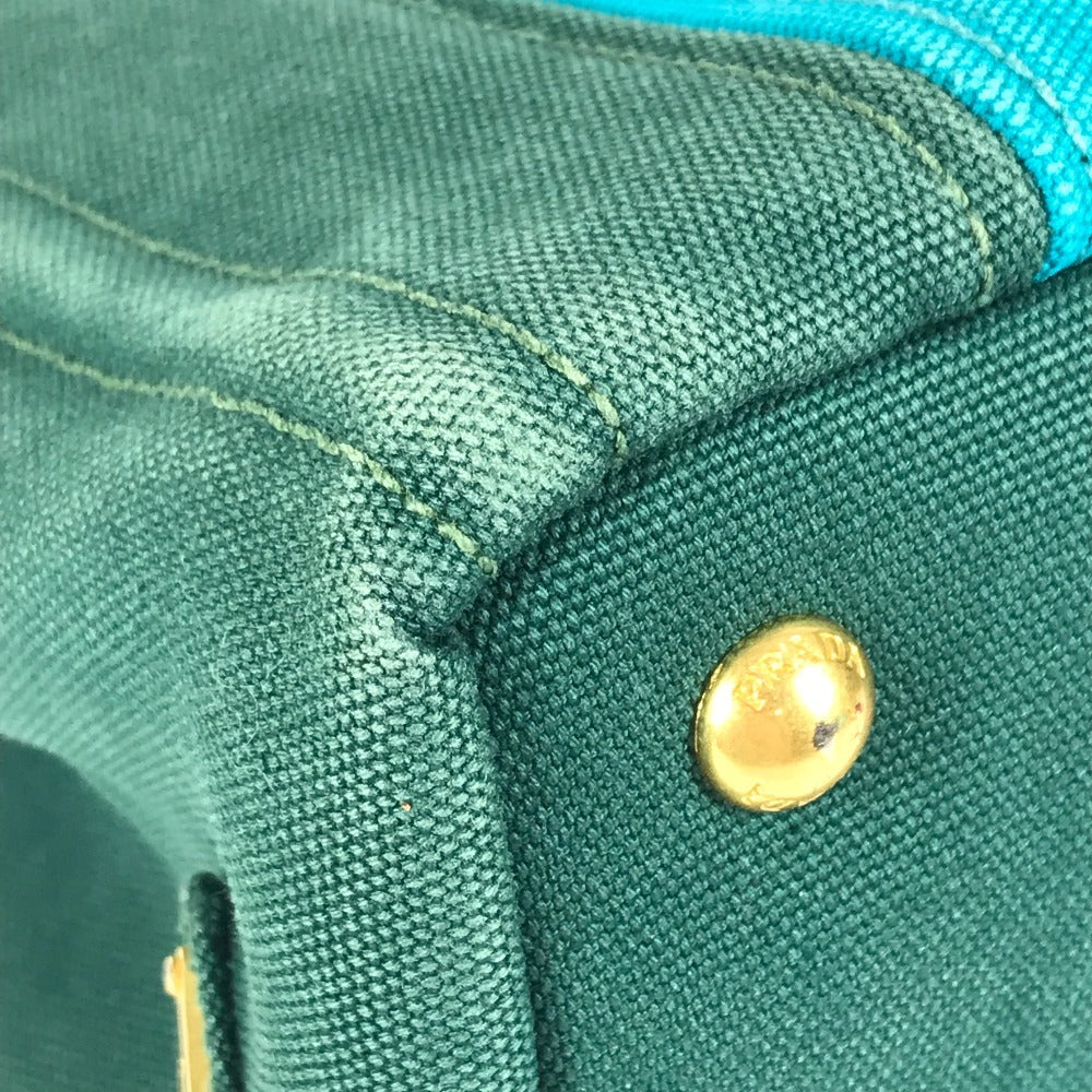 PRADA Handbag canvas green Canapa logo stripes