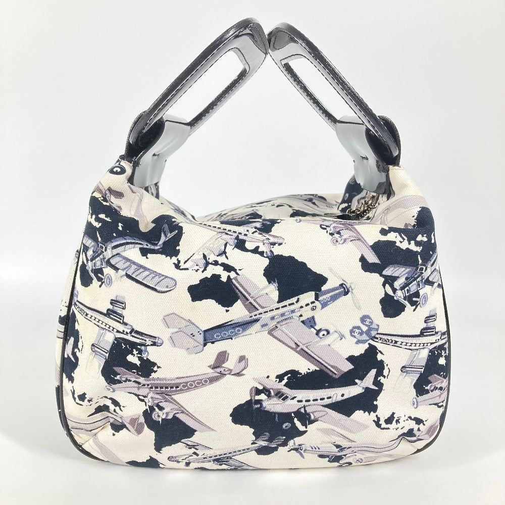 CHANEL Handbag canvas black Airline logo Women Used Authentic
