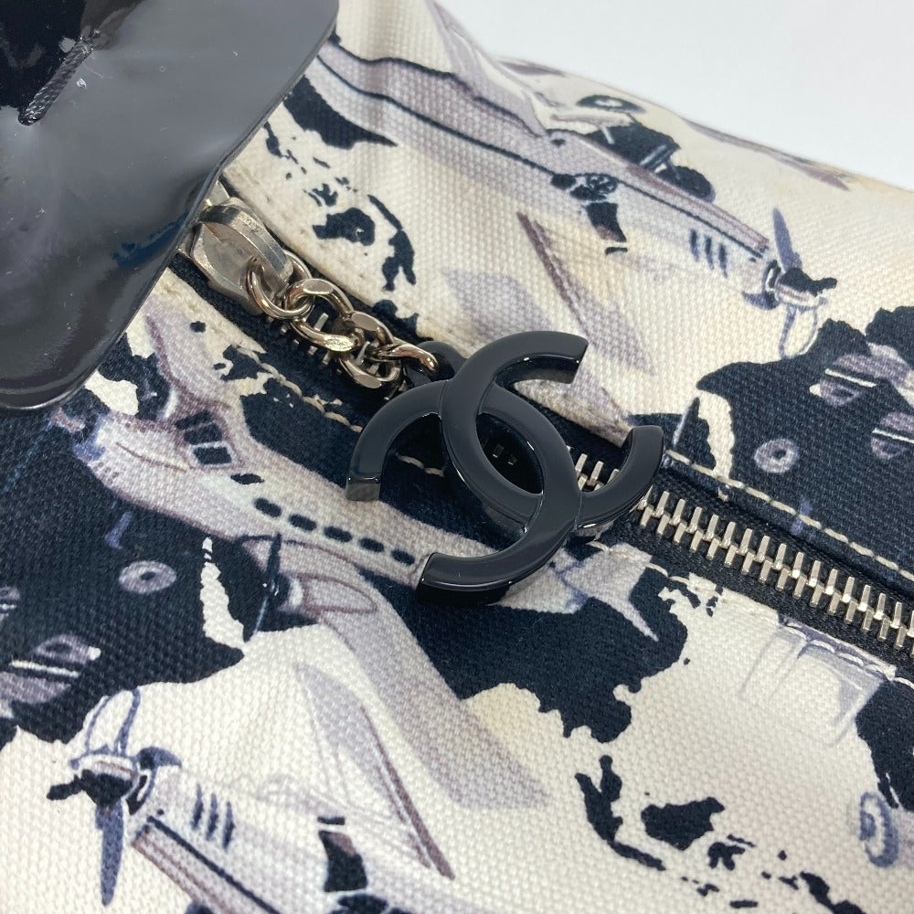 CHANEL Handbag canvas black Airline logo Women Used Authentic