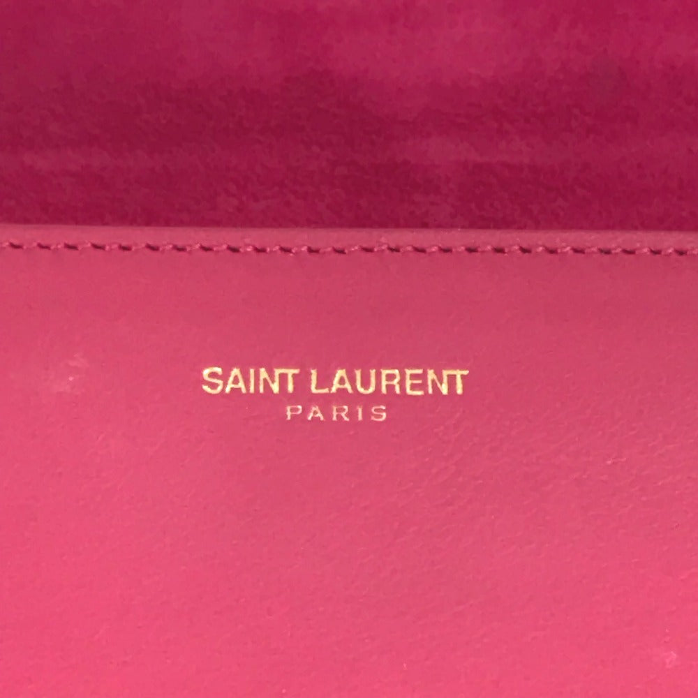 SAINT LAURENT Clutch bag 311213　 leather pink Y line logo flap