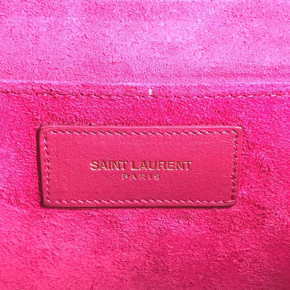SAINT LAURENT Clutch bag 311213　 leather pink Y line logo flap