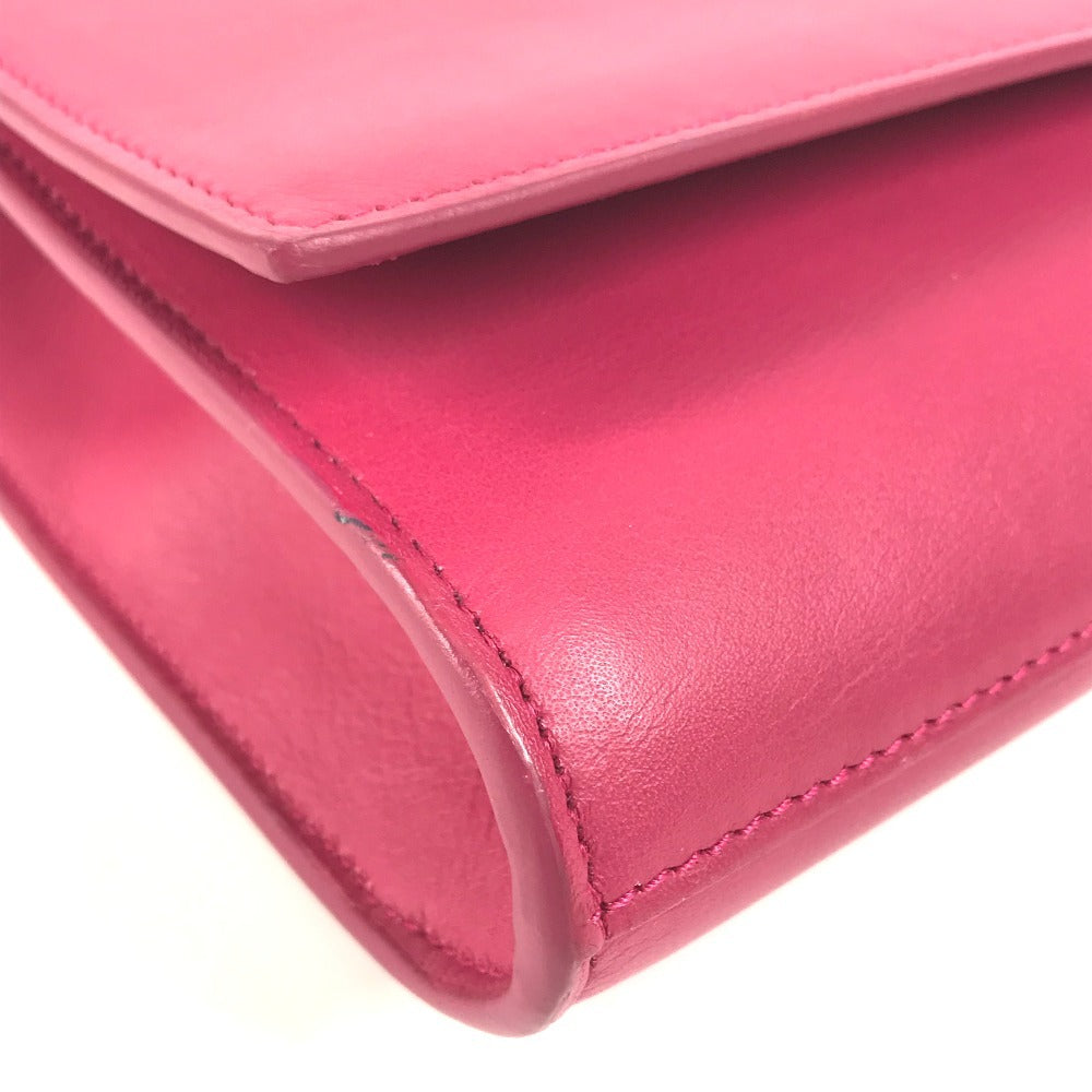 SAINT LAURENT Clutch bag 311213　 leather pink Y line logo flap