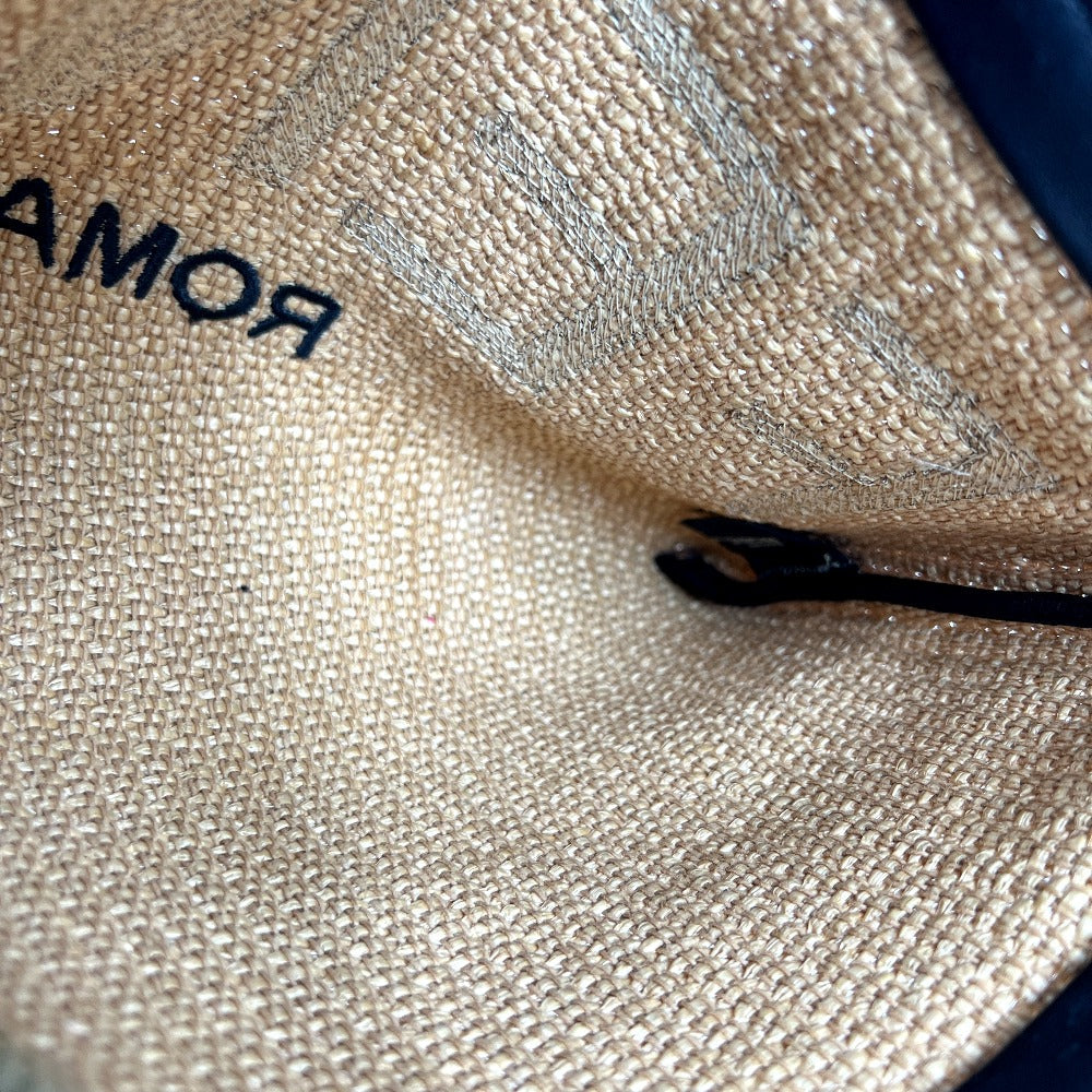 FENDI Clutch bag 8N0149 Raffia, Leather beige straw logo