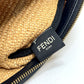 FENDI Clutch bag 8N0149 Raffia, Leather beige straw logo