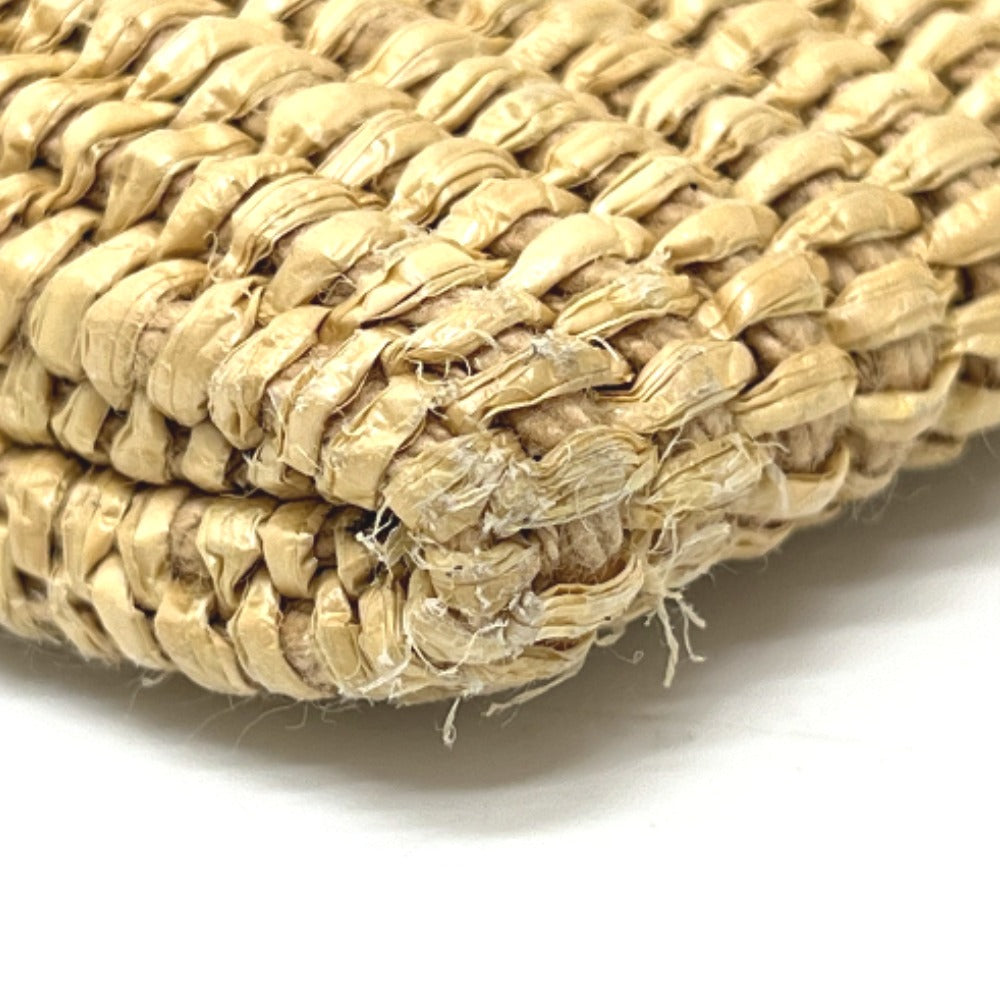FENDI Clutch bag 8N0149 Raffia, Leather beige straw logo