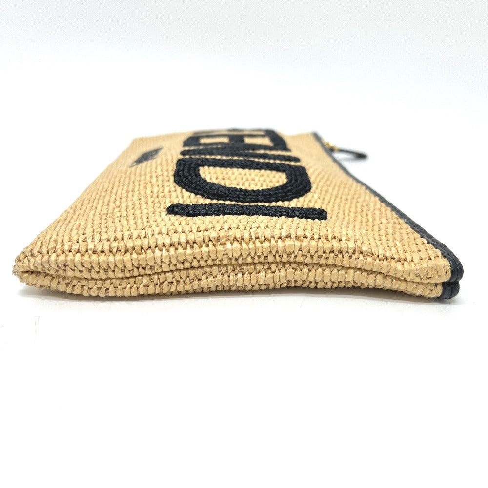 FENDI Clutch bag 8N0149 Raffia, Leather beige straw logo