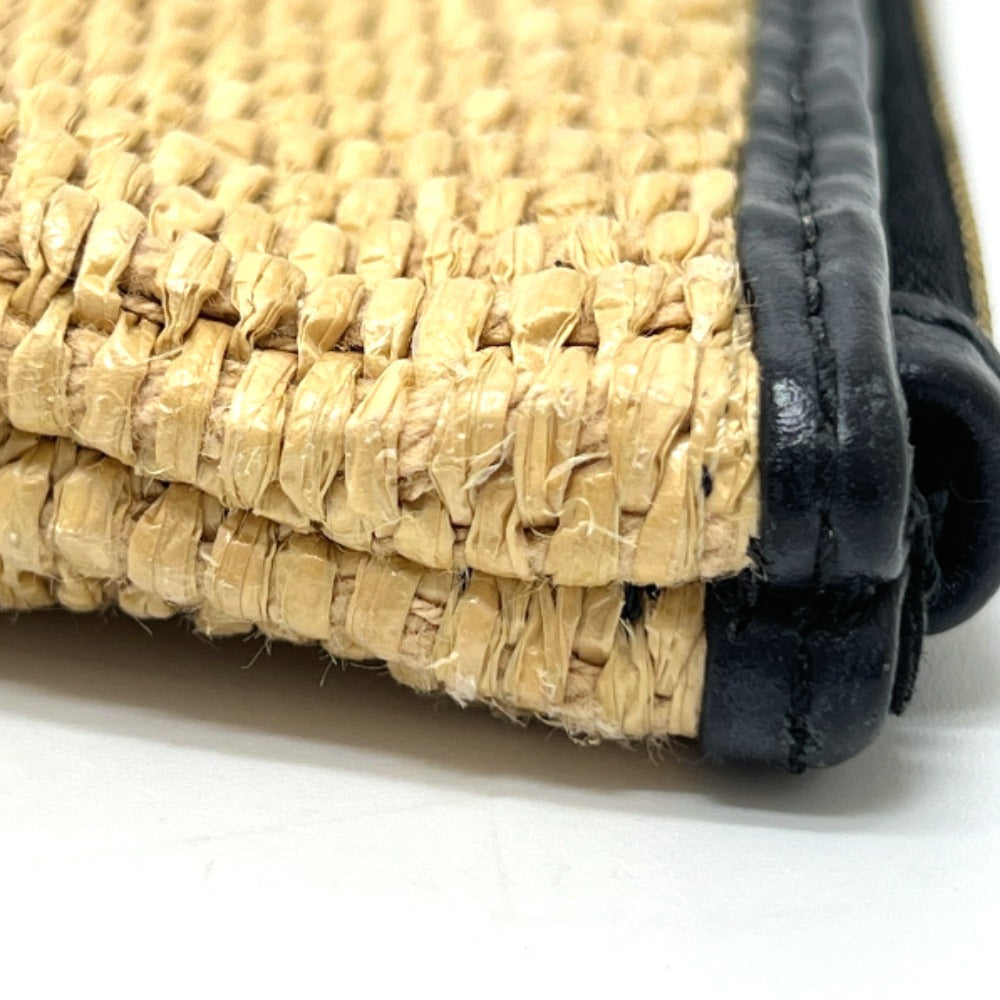 FENDI Clutch bag 8N0149 Raffia, Leather beige straw logo