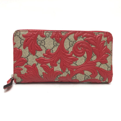 GUCCI Long Wallet Purse 410102 GG Supreme Canvas Red x brown GG Supreme Women Used Authentic