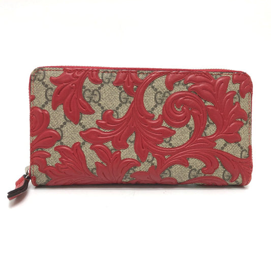 GUCCI Long Wallet Purse 410102 GG Supreme Canvas Red x brown GG Supreme Women Used Authentic