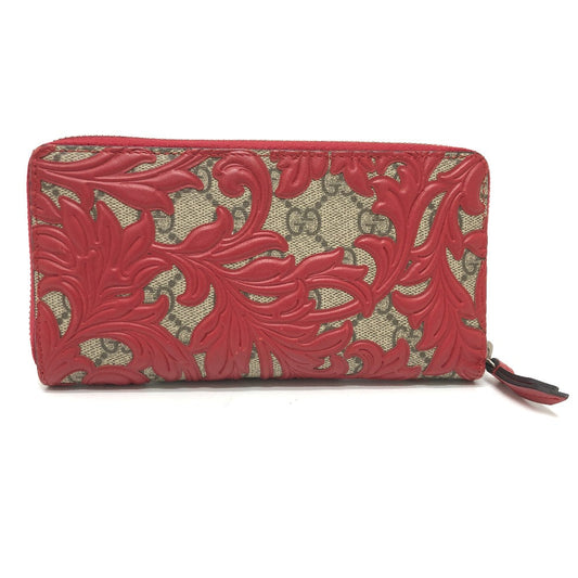 GUCCI Long Wallet Purse 410102 GG Supreme Canvas Red x brown GG Supreme Women Used Authentic