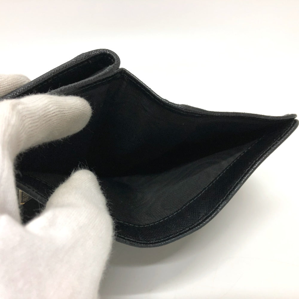 PRADA Folded wallet 1ML225 Nylon leather black triangle plate Women Used Authentic