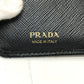 PRADA Folded wallet 1ML225 Nylon leather black triangle plate Women Used Authentic
