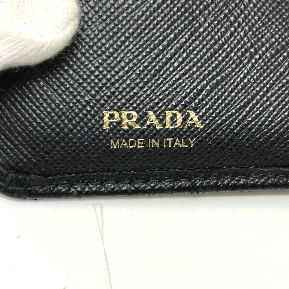 PRADA Folded wallet 1ML225 Nylon leather black triangle plate Women Used Authentic