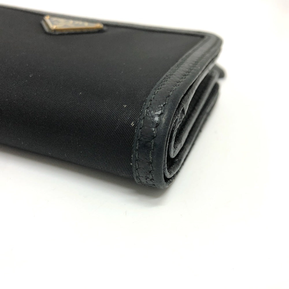 PRADA Folded wallet 1ML225 Nylon leather black triangle plate Women Used Authentic