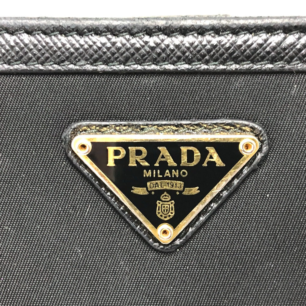 PRADA Folded wallet 1ML225 Nylon leather black triangle plate Women Used Authentic