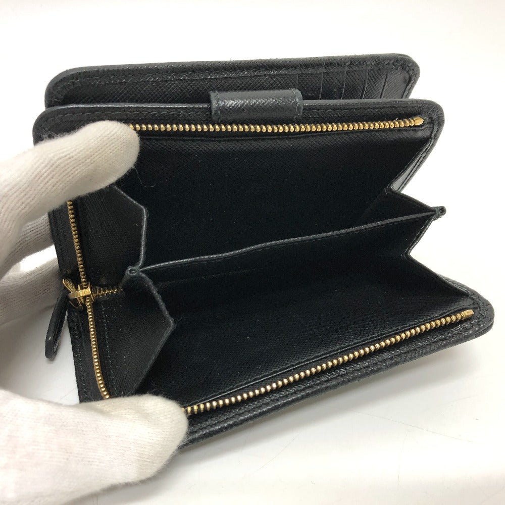PRADA Folded wallet 1ML225 Nylon leather black triangle plate Women Used Authentic