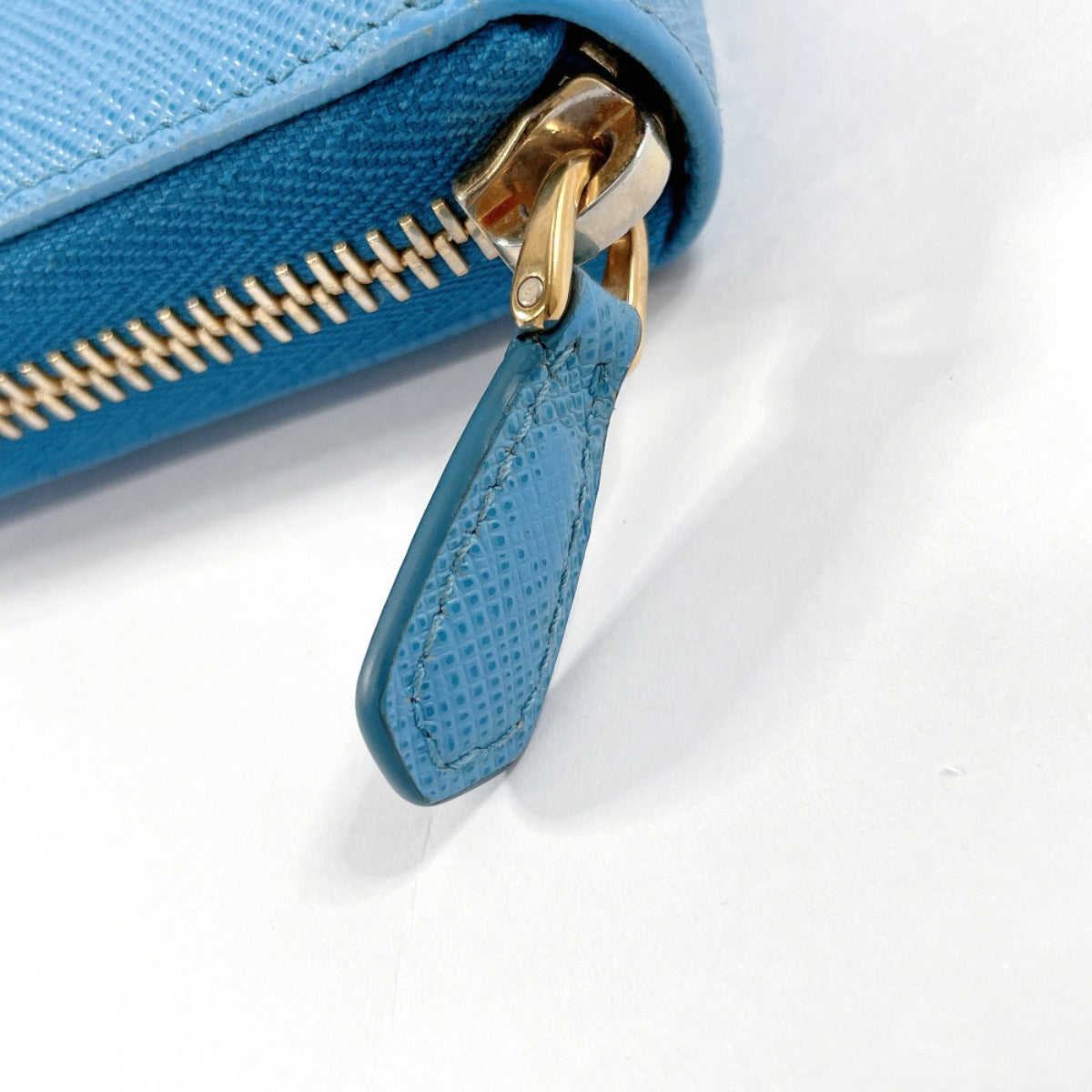 PRADA Long Wallet Purse Safiano leather blue ribbon