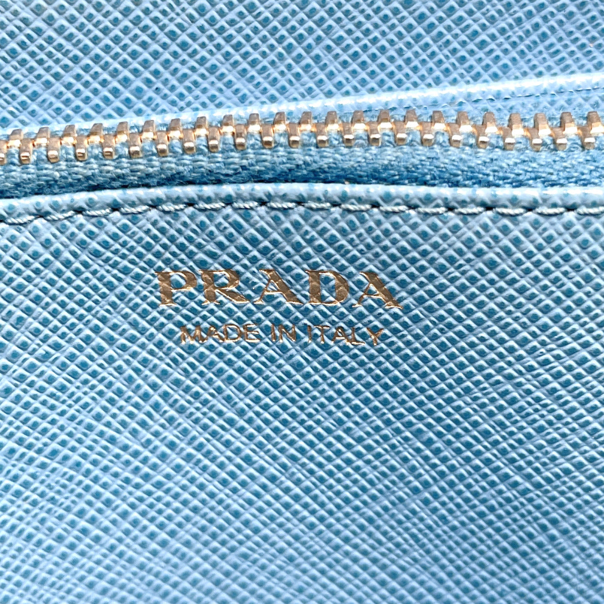 PRADA Long Wallet Purse Safiano leather blue ribbon