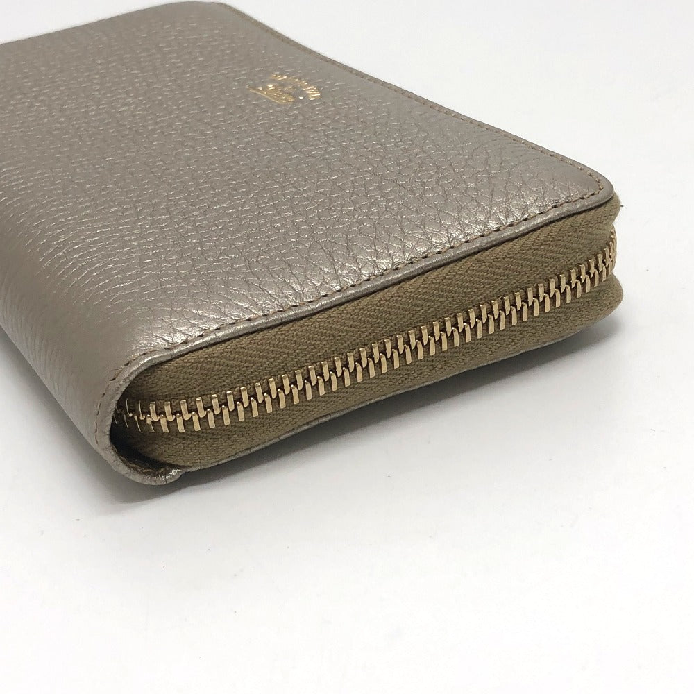 GUCCI Long Wallet Purse 307984 leather Champagne Gold Bamboo Continental wallet Women Used Authentic
