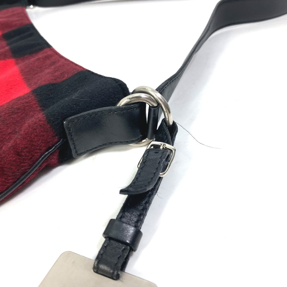 CELINE Shoulder Bag Cotton, Leather Red check Women Used Authentic