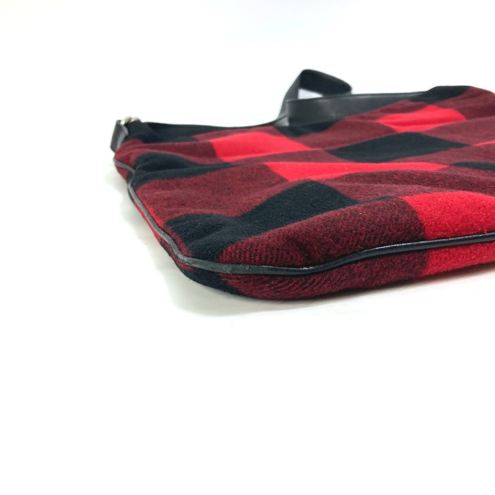 CELINE Shoulder Bag Cotton, Leather Red check Women Used Authentic