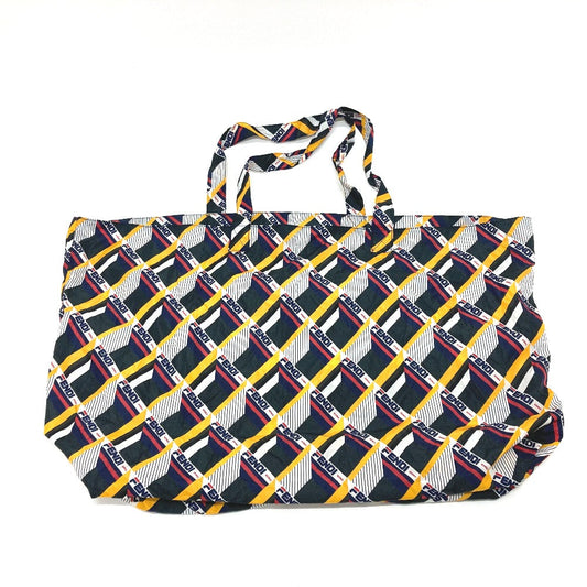 FENDI Tote Bag Leather / nylon White / Navy FIRA FIRA Eco bag Shoulder Bag Women Used Authentic