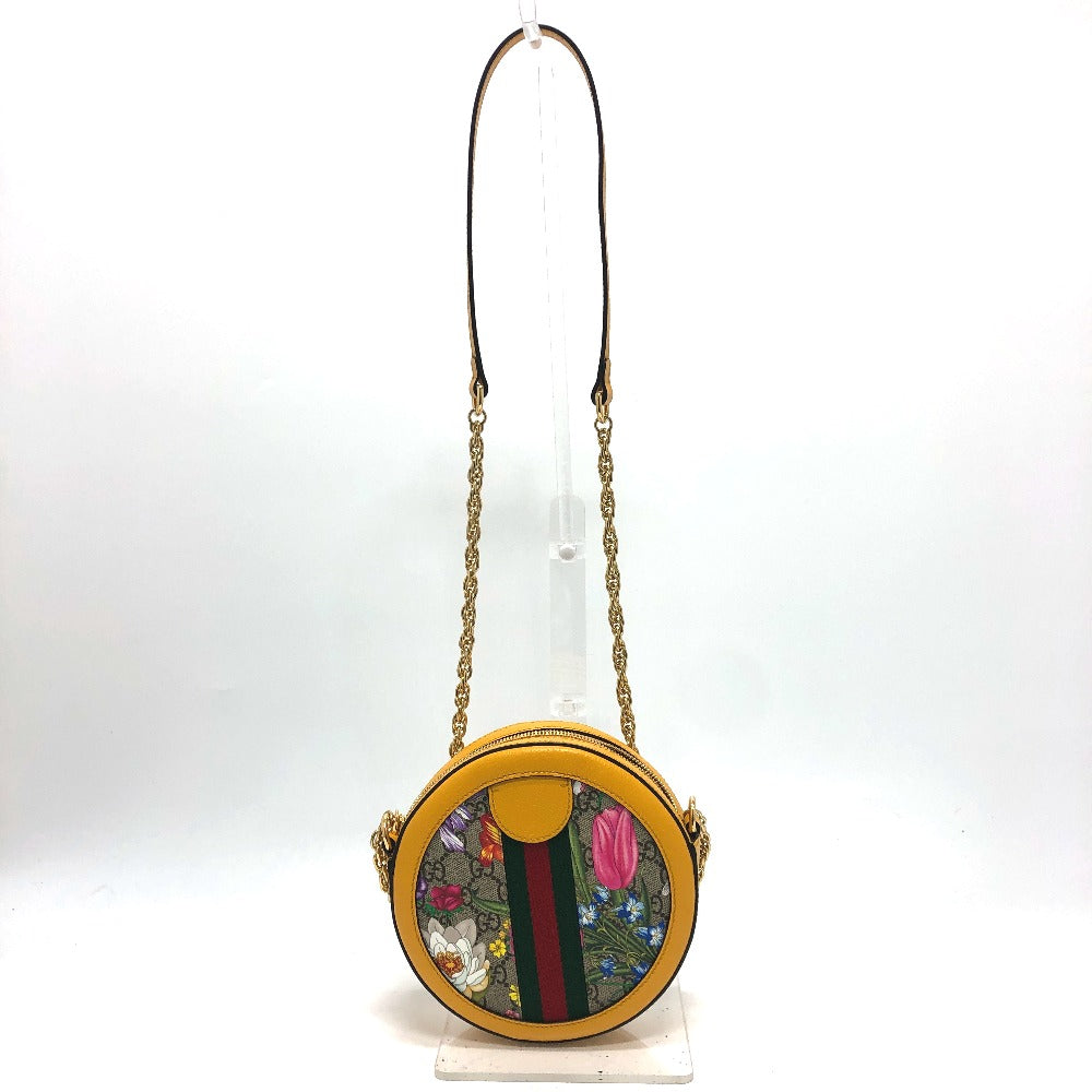 GUCCI Shoulder Bag 550618 GG Supreme Canvas yellow GG flora webbing Women Used Authentic
