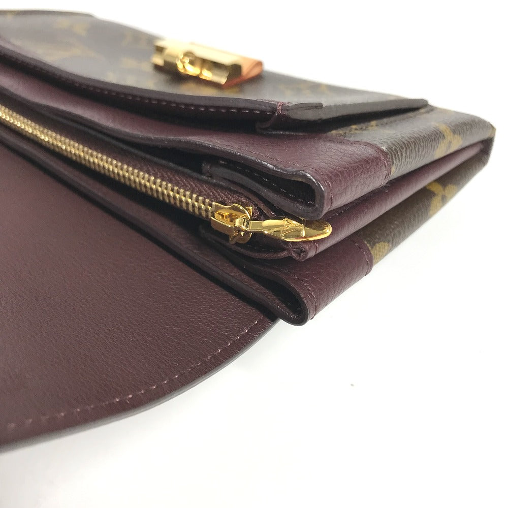 LOUIS VUITTON Long Wallet Purse M60414 Monogram canvas Brown x Gold Metal Bifold Wallet Portefeuille Elyses mens Used Authentic