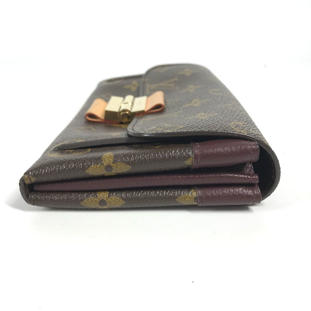 LOUIS VUITTON Long Wallet Purse M60414 Monogram canvas Brown x Gold Metal Bifold Wallet Portefeuille Elyses mens Used Authentic
