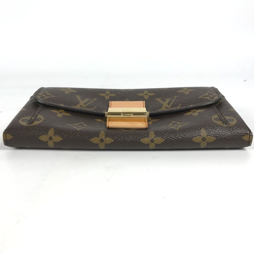 LOUIS VUITTON Long Wallet Purse M60414 Monogram canvas Brown x Gold Metal Bifold Wallet Portefeuille Elyses mens Used Authentic