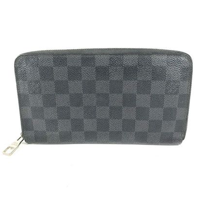 LOUIS VUITTON Long Wallet Purse N63077 Damier Grafitto Canvas black Damier Zippy Organizer mens Used Authentic