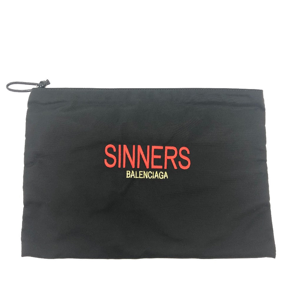 BALENCIAGA Clutch bag 459745 Nylon black SINNERS logo mens Used Authentic