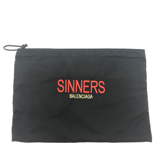 BALENCIAGA Clutch bag 459745 Nylon black SINNERS logo mens Used Authentic