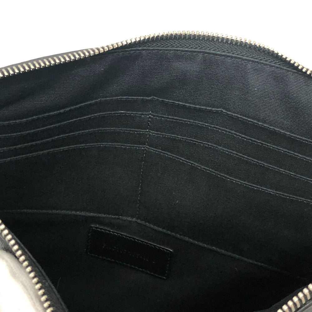 SAINT LAURENT Clutch bag leather black Star patch Women Used Authentic