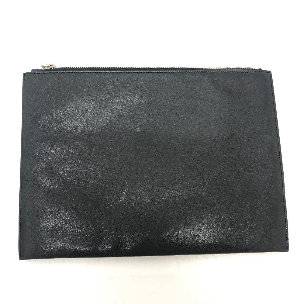 SAINT LAURENT Clutch bag leather black Star patch Women Used Authentic