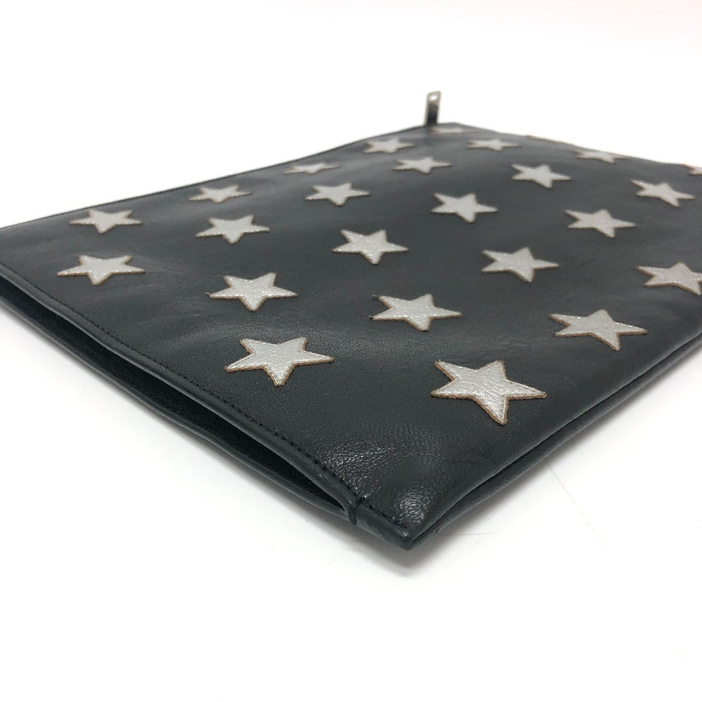 SAINT LAURENT Clutch bag leather black Star patch Women Used Authentic