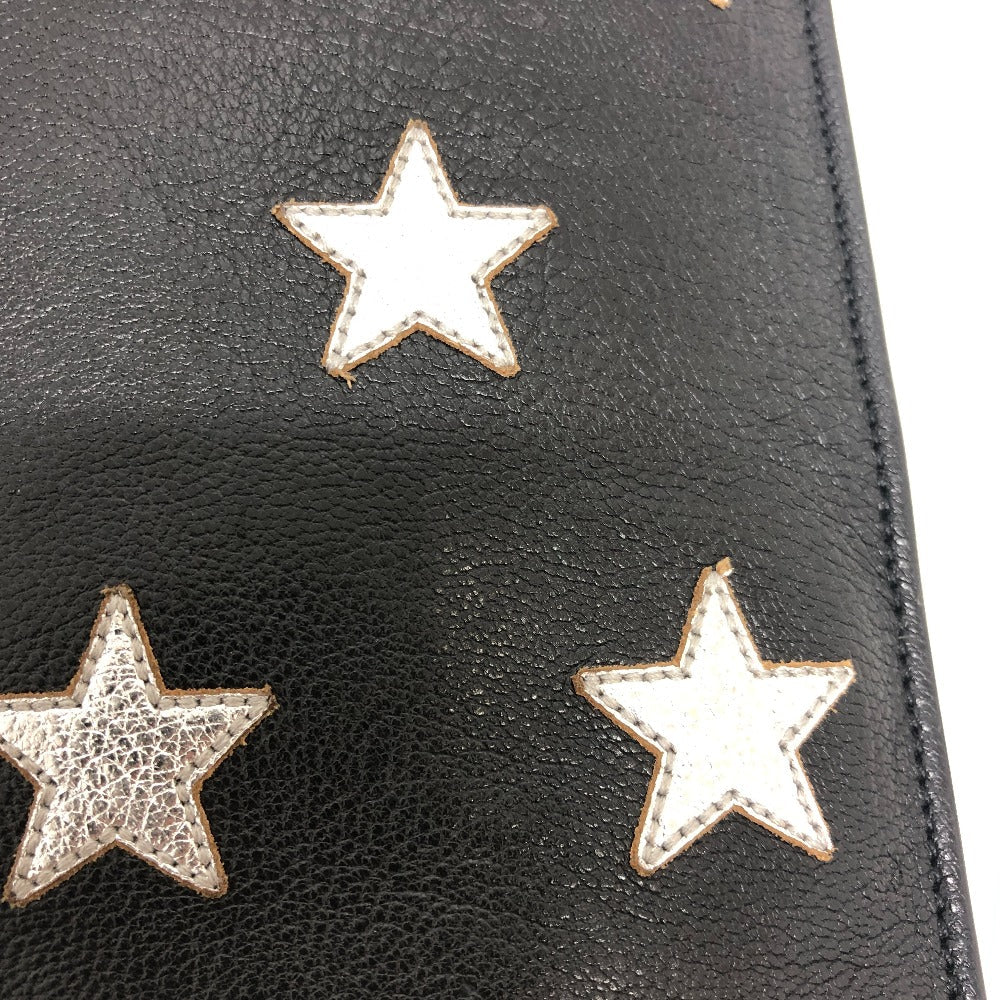 SAINT LAURENT Clutch bag leather black Star patch Women Used Authentic
