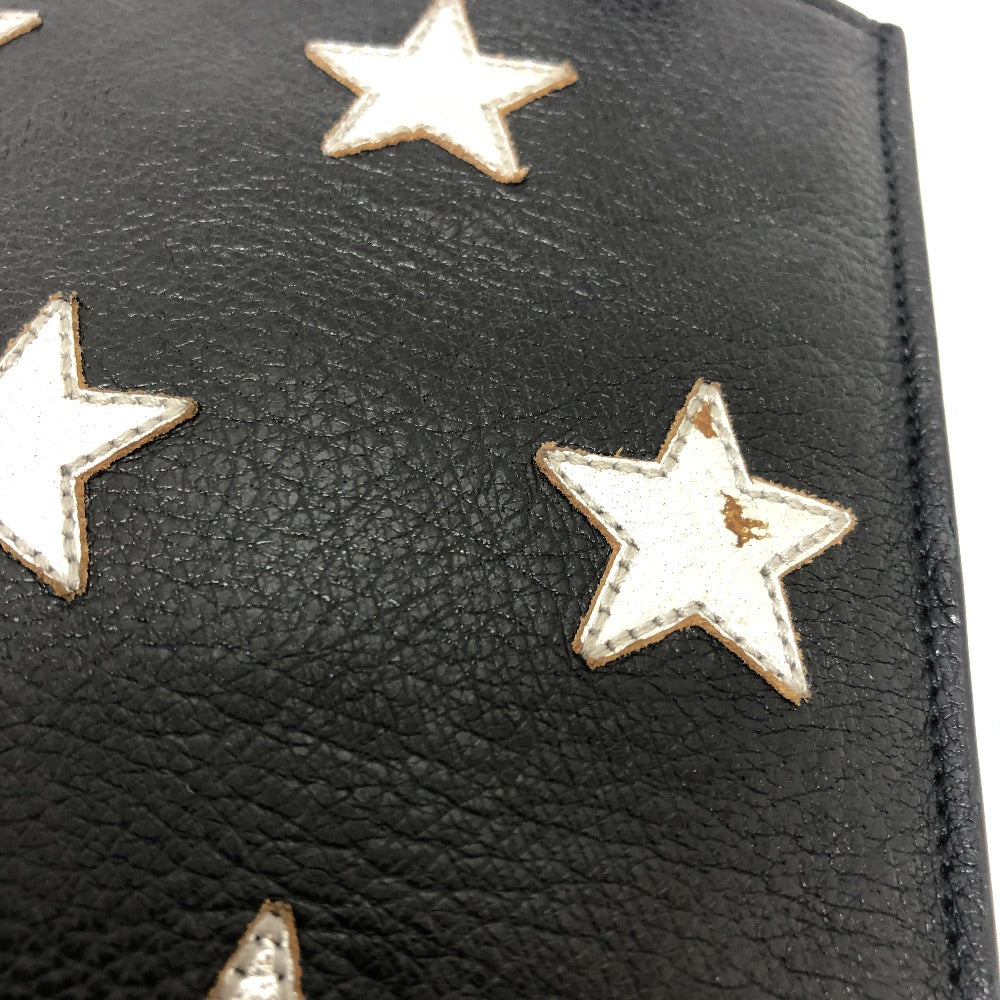 SAINT LAURENT Clutch bag leather black Star patch Women Used Authentic