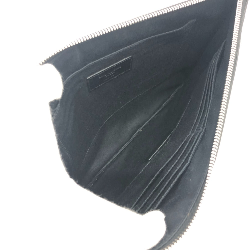 SAINT LAURENT Clutch bag leather black Star patch Women Used Authentic
