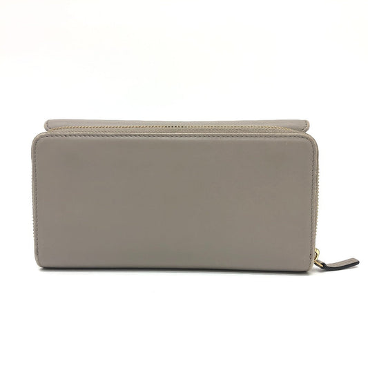 GUCCI Long Wallet Purse leather gray logo Women Used Authentic