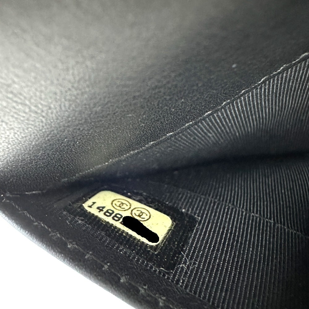 CHANEL Long Wallet Purse Patent calf leather black Matrasse Women Used Authentic
