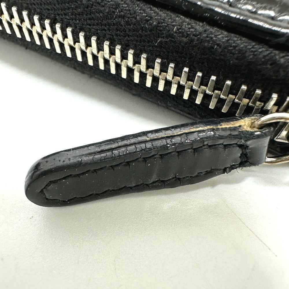 CHANEL Long Wallet Purse Patent calf leather black Matrasse Women Used Authentic
