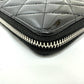 CHANEL Long Wallet Purse Patent calf leather black Matrasse Women Used Authentic